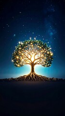 Illuminated tree at night (2)