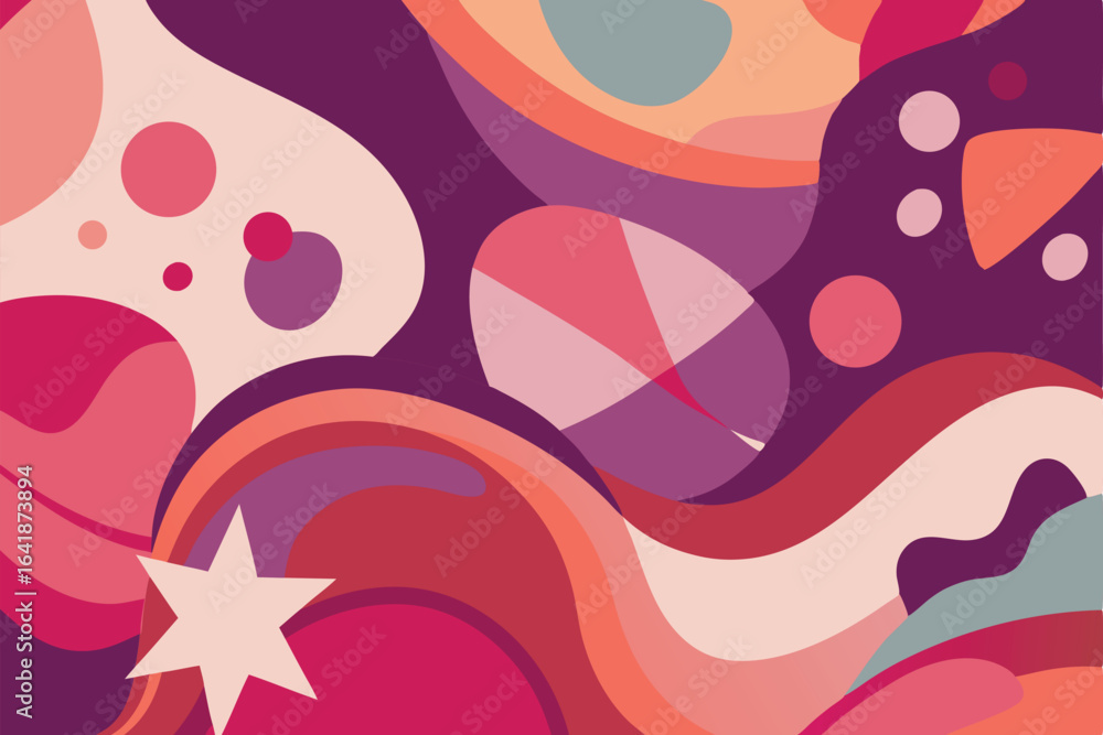 Aufkleber abstract geometric design with shapes in a complementary color palette