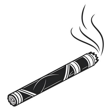 smoking cigarette vector illustration , Hand-drawn Lit Cigar or Cheroot Engraving Vector