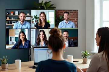 Diverse Small Business Owners Join Virtual Collaborative Meeting for Group Photoshoot