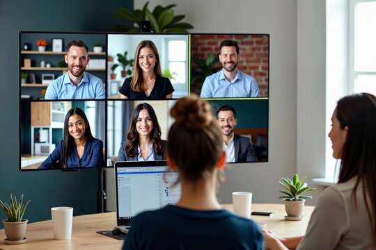 Diverse Small Business Owners Join Virtual Collaborative Meeting for Group Photoshoot