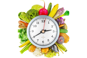 Vegetables with wall clock, png