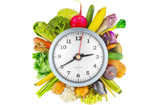 Vegetables with wall clock, png