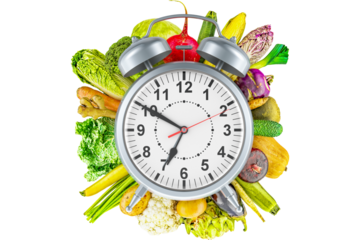 Vegetables with wall clock, png