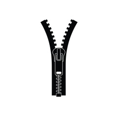Black zipper icon open on white vector