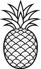 Obraz premium pineapple line art vector illustration on transparent background