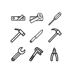 Vector art of collection of hand tools isolated on white background