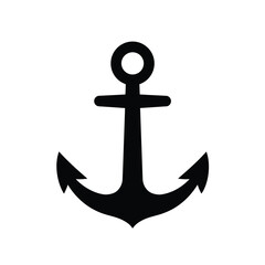 Black anchor icon simple vector