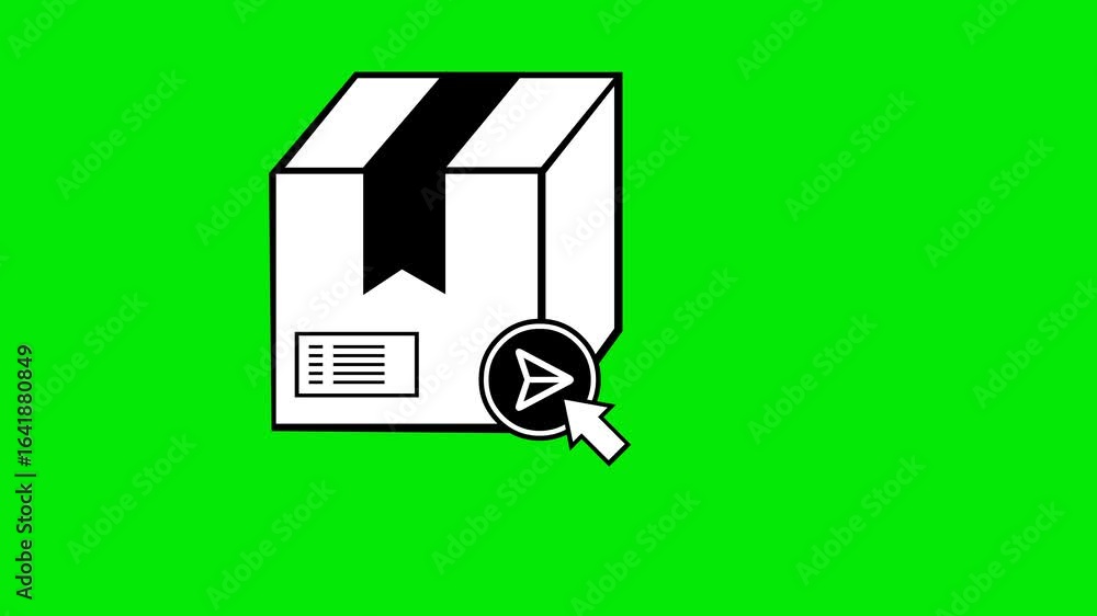 Poster video animation drawing black and white concept icon click computer cursor mouse send package button