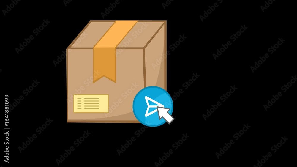 Poster video animation concept icon click computer cursor mouse send package button system, on a transparen