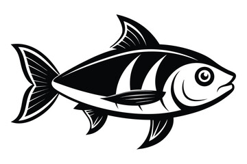 Monochrome Fish Stylized Isolated Fish on White Background