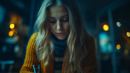 Focused young businesswoman analyzing financial charts and working late in the office - Powered by Adobe