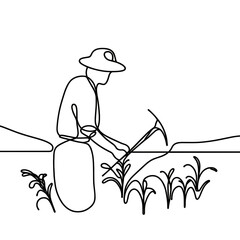 Obraz premium Farmer tilling field against landscape