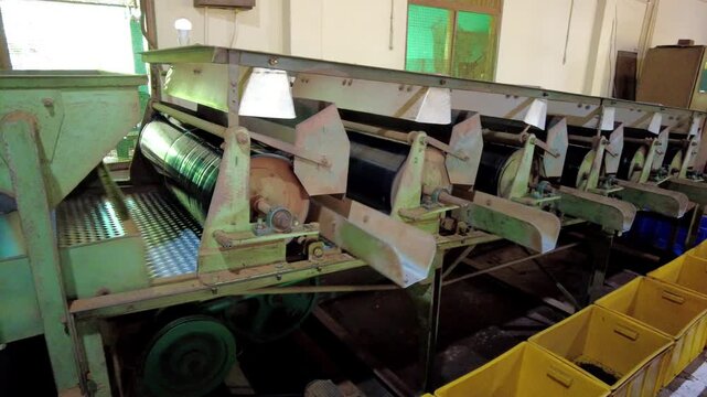 A tea sorting machine in the tea factory, Sri Lanka