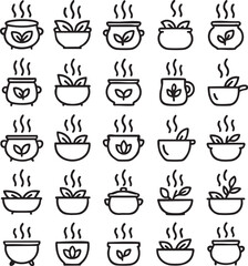Herbal Steam Therapy Vector Icon Pack