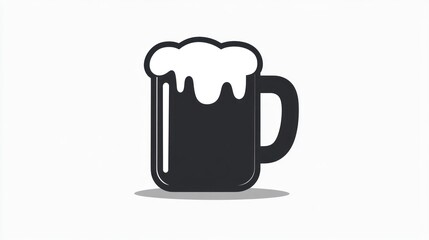Frothy beer mug, pub, simple icon, white background, menu graphic