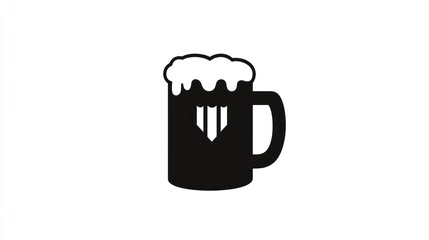 Frothy beer mug, pub, white background, menu graphic
