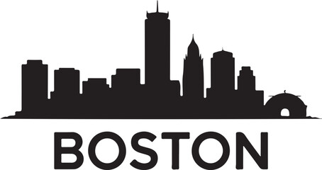 Fototapeta premium Boston city skyline silhouette black buildings vector on white background