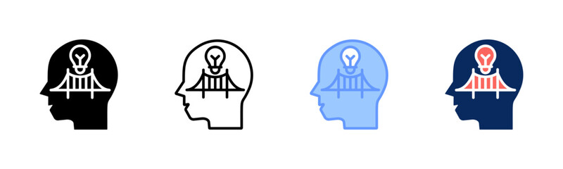 Obraz premium Concept Bridge icon set multiple style collection