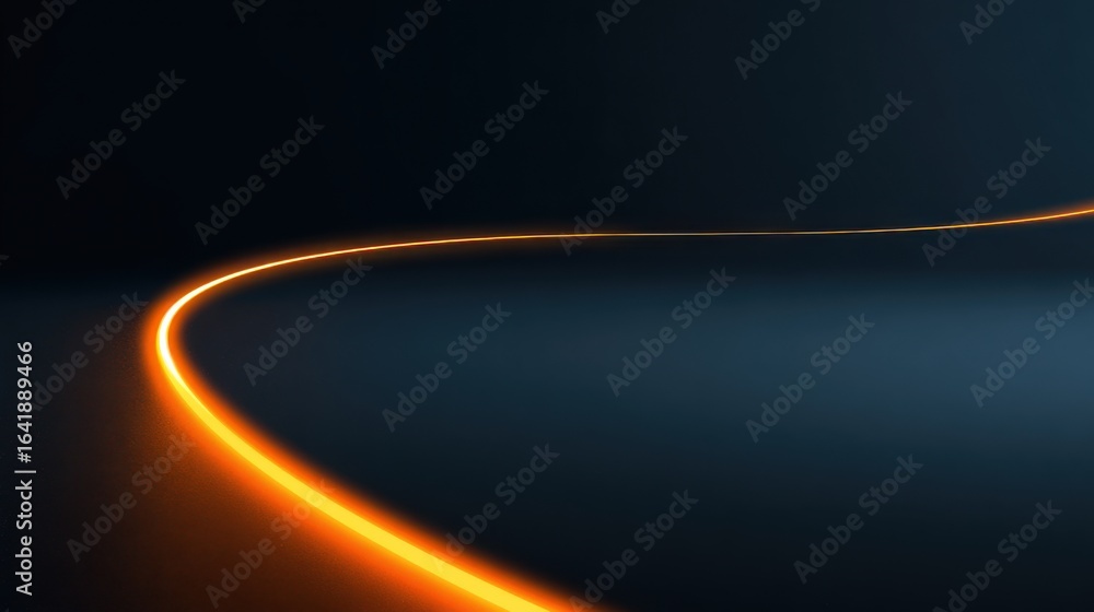 Poster a glowing orange line forms a smooth curve against a deep black background, creating an abstract vis