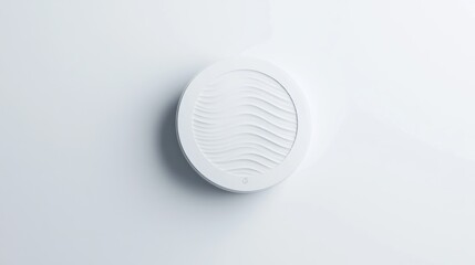 White circular diffuser, ceiling mount, minimalist background, interior design
