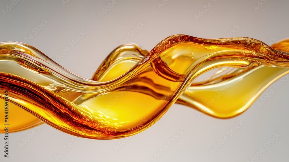 Poster golden liquid wave abstract: viscous fluid dynamics in motion, perfect for product visualizations an