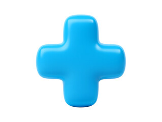Obraz premium Bright 3D blue rounded plus sign icon symbolizing addition, positive action or medical support on a dark background
