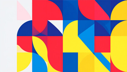 Obraz premium Geometric Abstraction: A vibrant composition of geometric shapes, using primary colors to create a visually striking and modern design.