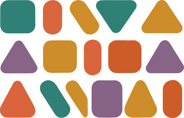 Diverse collection of abstract geometric shapes including contemporary figures flowers and stars ideal for creating eye catching banners prints stickers decor and icons