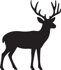 Mule Deer Silhouette Vector with isolated Background