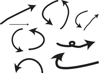 Collection of hand drawn arrows isolated on transparent background