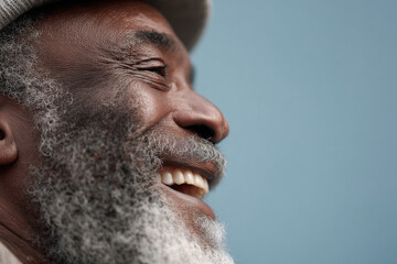 Fototapeta premium closeup portrait of american homeless man expressing ultrabright exaggerated emotion on his face