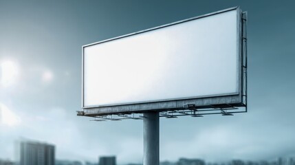 Obraz premium Blank Billboard Mockup Against a Soft Sky, Ideal for Advertising and Marketing Campaigns