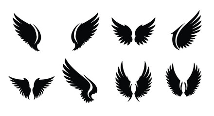 Obraz premium Angel Wing and Feather Vector Set � Black Silhouette Graphic Elements