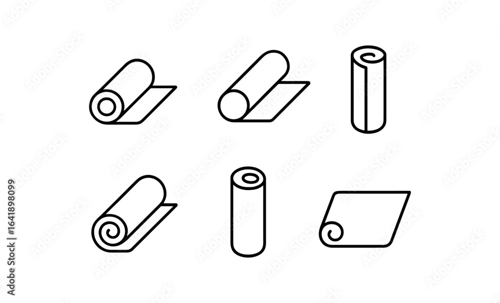 Poster minimalist line style icons of paper roll variations for design projects