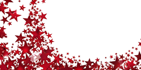 Red stars border pattern isolated on white background isolated on a transparent background