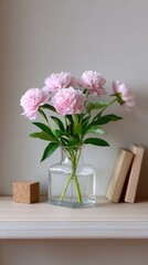 Vibrant oil painting of pink and purple peonies on a white background, blending bold strokes with soft gray tones for a romantic touch