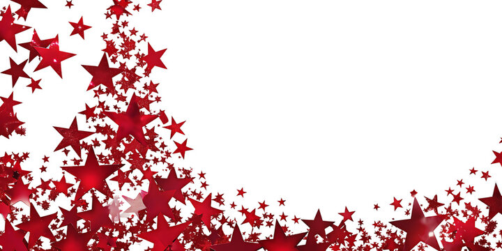 Red stars border pattern isolated on white background isolated on a transparent background