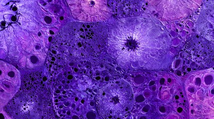 porous purple surface with sponge-like texture, organic cavities, and gradient tones creating a visually striking abstract pattern.