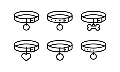 Fototapeta premium Set of linear dog collars with charms in minimalist design