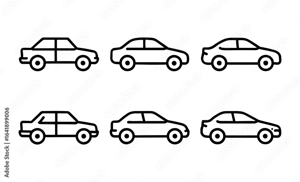 Poster minimalistic linear car profiles in various styles