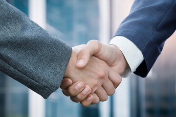 Pros shake hands in a meeting.