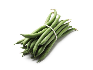 Bunch of fresh pea pods isolated on white