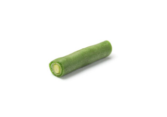One piece of fresh pea pod isolated on white