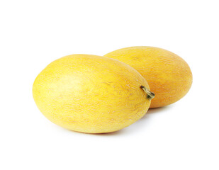 Two fresh ripe melons isolated on white