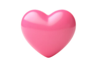 Glossy pink 3D heart icon with soft reflections, symbolizing love, affection, and care.