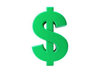 Obraz premium Glossy vibrant green 3D dollar sign icon, symbolizing finance, wealth, and prosperity.