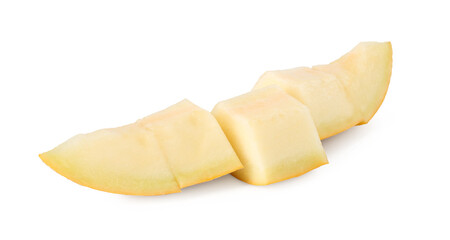 Pieces of fresh ripe melon isolated on white