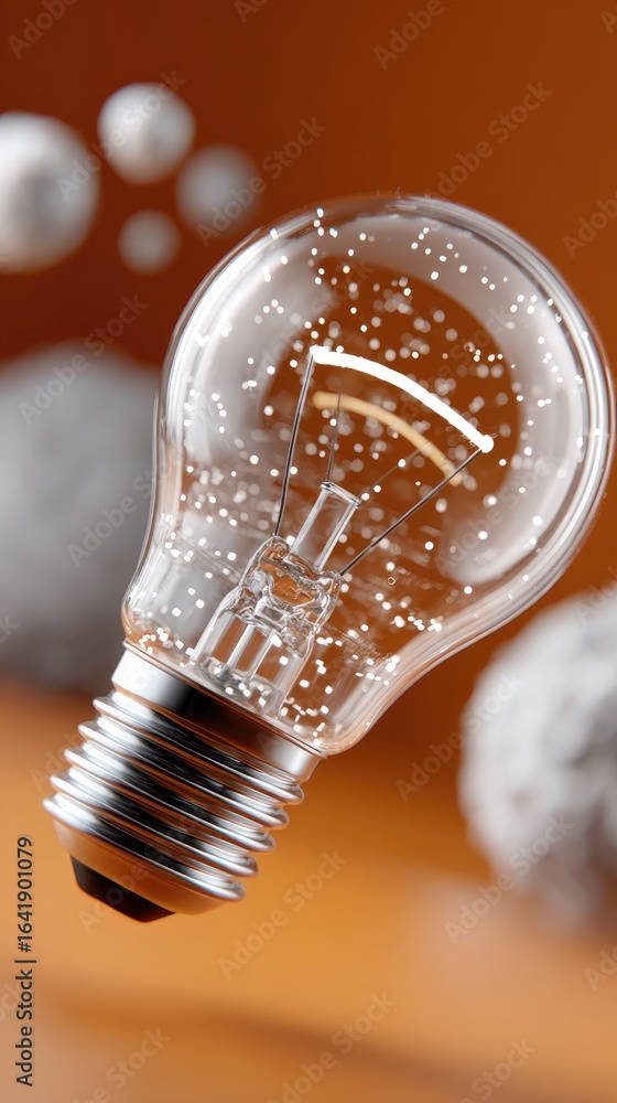 Poster glowing light bulb crafted from dots and lines represents endless creativity and innovation in techn
