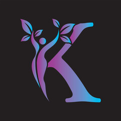 Medical And Healthcare Logo Combine With Letter K Vector Template